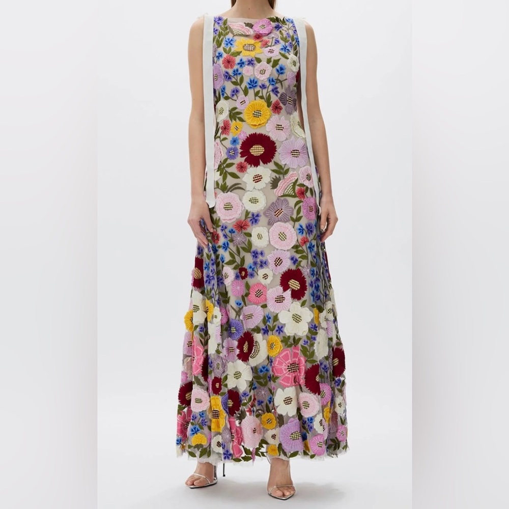Rachel Gilbert Nya Gown Vibrant Floral Maxi Dress